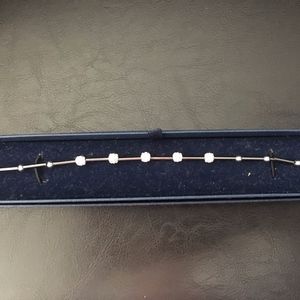 Pewter color Bracelet w Pave Balls Lobster Lock